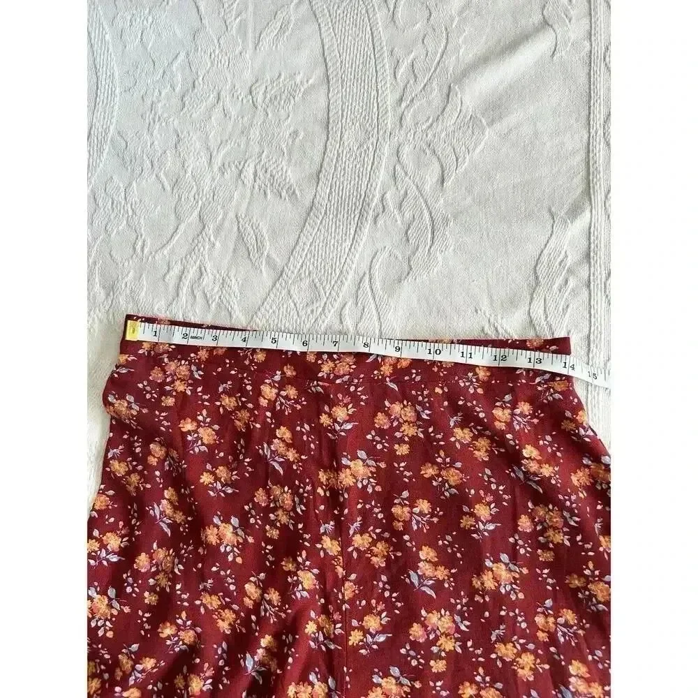 Floral Red Crop Top & High Waisted Pants Set Boho Festival Aeropostale Size M